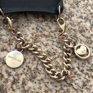 Bandolier wristlet 2 gold tone heart charms